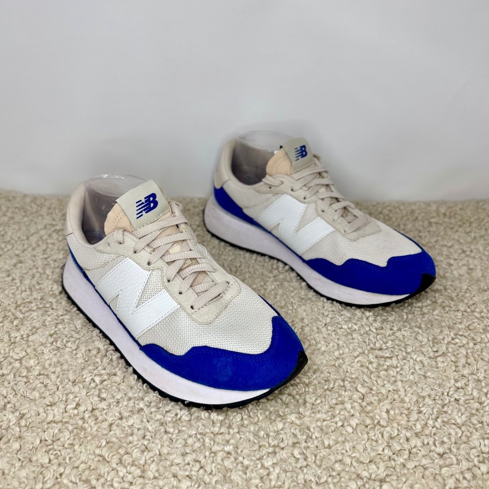New Balance 237 Men's 8 Sneakers Cream Royal Blue Low Top Retro Running Shoes